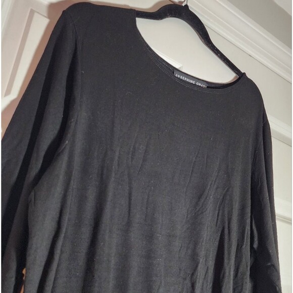 Josephine Chaus Black 3/4 Sleeve Top L Has Some Wash Wear - Picture 2 of 4